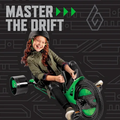Vista 2 de Huffy Green Machine - Triciclo de deriva de 16 pulgadas, diseño ergonómico elegante, asiento ajustable, marco de acero duradero, fácil de operar