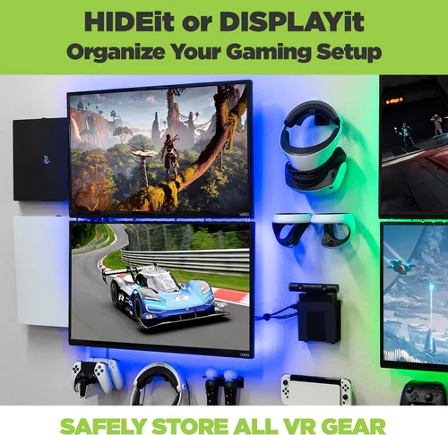 Vista 3 de HIDEit Mounts Wall Mount for PSVR 2 - Bundle for PlayStation VR 2 and PSVR2 Sense Controllers - American Company - Not Compatible with Other VR