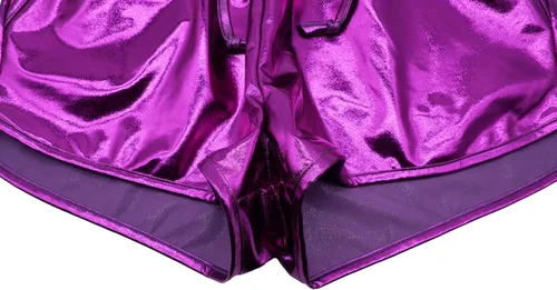 Vista 5 de Pantalones cortos metálicos para niñas, pantalones cortos brillantes para danza, trajes de gimnasia con purpurina