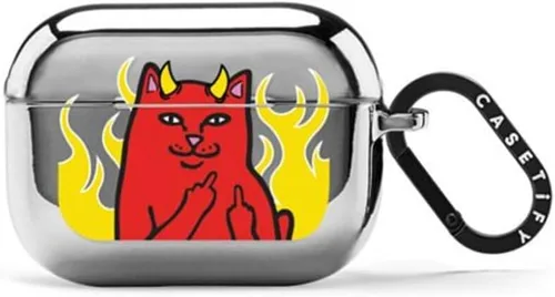 Vista 14 de CASETiFY Mirror AirPods Pro (1ª/2.ª generación) - Funda con anillo [Star Wars Colab] - Pegatinas de poder del lado oscuro, color plateado
