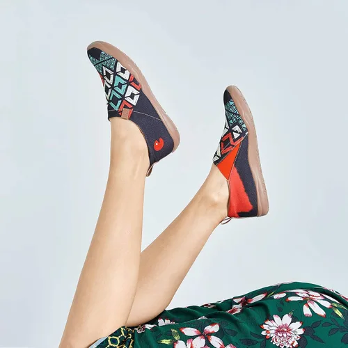 Vista 4 de UIN Mocasines casuales para mujer, de viaje, pintados, para caminar, ligeros, cómodos, de lona, tenis de moda