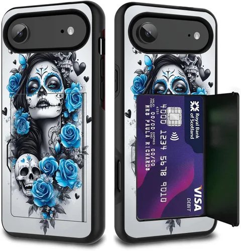 Vista 63 de Funda para tarjetas de crédito, doble capa híbrida a prueba de golpes, protección contra caídas con función atril para iPhone 17 de 6.3 pulgadas