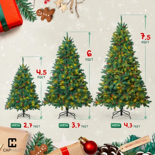 Vista 3 de Fencer Wire Árbol de Navidad artificial preiluminado de alta calidad de 6 pies con 800 puntas de ramas prearticuladas y soporte plegable, 250 luces