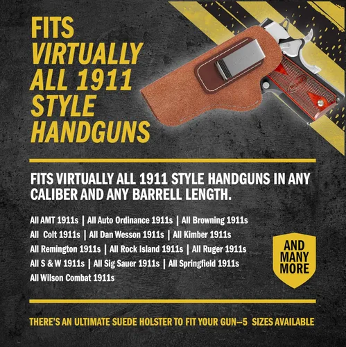 Vista 2 de Pistolera de gamuza IWB, para armas estilo 1911 de varias marcas.