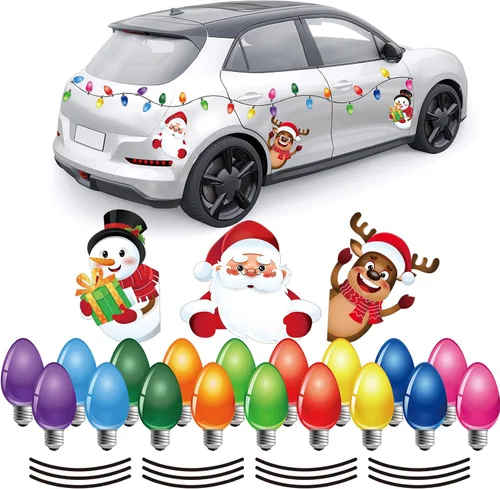 Vista 9 de Blulu Imanes decorativos de Navidad reflectantes para automóvil, calcomanías magnéticas de Navidad, calcomanías magnéticas de Navidad, calcomanías