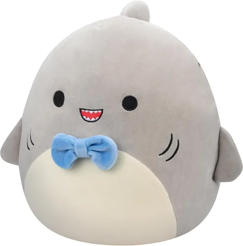 Vista 2 de Squishmallows SQCR05379 - Gordon The Grey Shark con pajarita azul, 7.5 pulgadas, multicolor