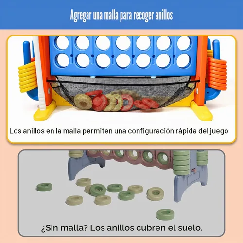 Vista 6 de Juego Gigante de Conectar 4 en Fila con Tela de Malla Altura Ajustable Set de Juego de Patio Jumbo 4-en-1 de 4-para-Anotar con Baloncesto, Golf