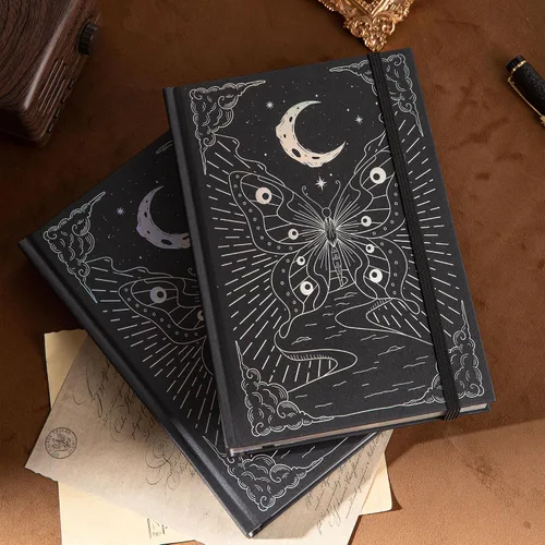 Vista 6 de TIEFOSSI Cuaderno de puntos, diario de mariposa para mujeres y hombres, papel grueso de 160 GSM con 256 páginas numeradas, diario de tapa dura A5