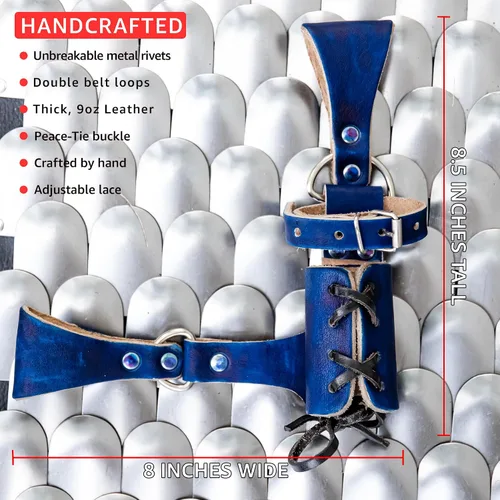 Vista 10 de Armory Replicas™ - Rana espada de cuero hecha a mano – Disfraz medieval LARP hebilla ajustable y cinturón de arma con cable soporte