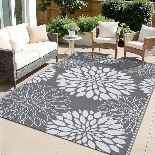 Vista 9 de Ileading Alfombra impermeable para exteriores de 5 x 8 pies, reversible, de paja de plástico, portátil, para interiores y exteriores, caravana
