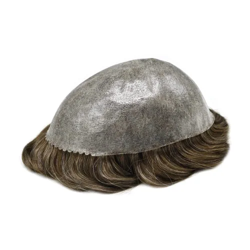 Vista 107 de Toupee para hombre 100% cabello humano real tupé para hombres 0.004 in piel de poliuretano para hombre, sistema de reemplazo de piezas de pelo
