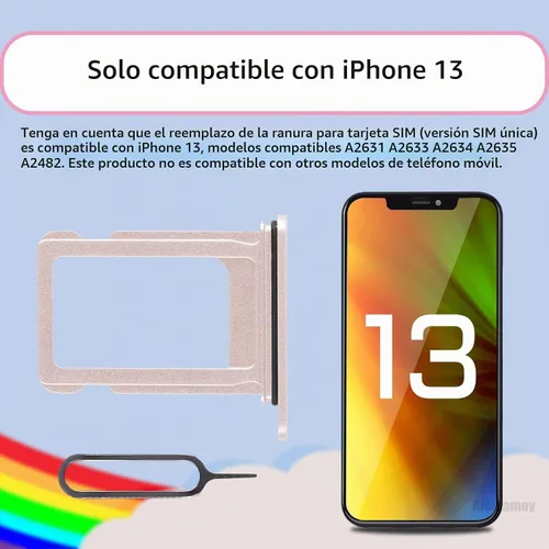Vista 3 de Para iPhone 13 Rosa Solo Tarjeta SIM Bandeja de Reemplazo