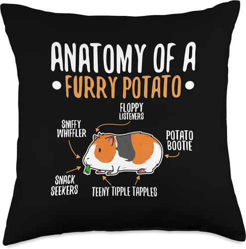 Vista 5 de Funny guinea pig furry potato real anatomy Anatomy of A Furry Potato - Almohada de patata, 16 x 16 pulgadas, multicolor