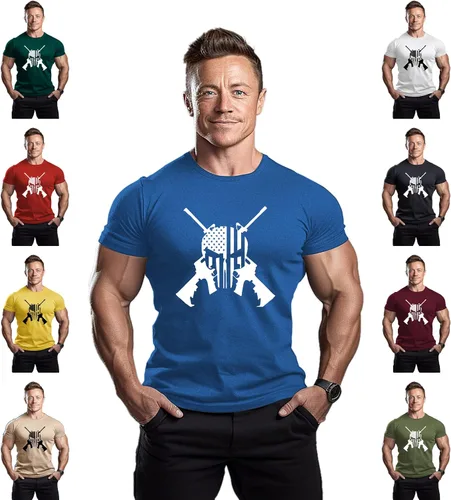 Vista 3 de Gun Punisher UA - Mens Bodybuilding T-Shirts Workout Fitness Fashion Cotton Short Sleeve