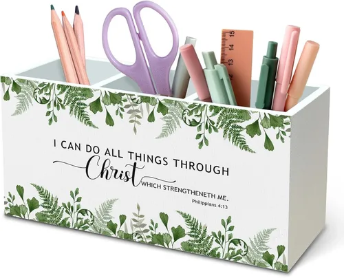 Vista 10 de DILSJ Organizador de lápices de flores silvestres cristianas para escritorio, regalos cristianos para mujeres, sus misericordias son nuevas cada