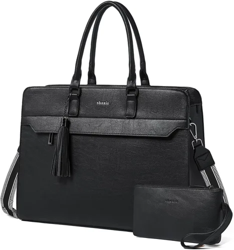 Vista 12 de Bolsa para laptop de 17 pulgadas para mujer, bolsa de trabajo resistente al agua, maletín con bolso Water-Resistant Vegan Leather Computer
