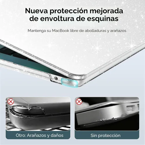 Vista 6 de EooCoo Funda brillante para MacBook Air de 13 pulgadas M5/M4/M3/M2 2026 Purpurina transparente.