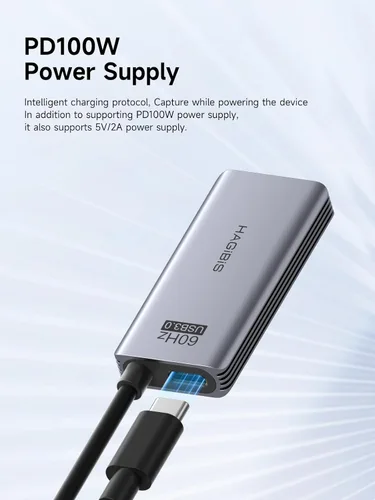 Vista 6 de Hagibis USB3.0 Video Capture Card with 100W PD HDMI to USB/USB C 1080P HD 60fps Live and Record Video Audio Game MS2130 for Quest 3 2 Pro VR Switch2