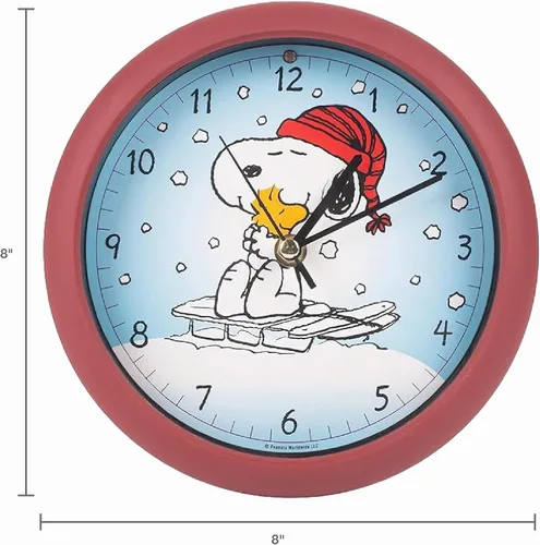 Vista 4 de Mark Feldstein, Snoopy de Peanuts en trineo Reloj de sonido navideño, rojo, 20,3 cm