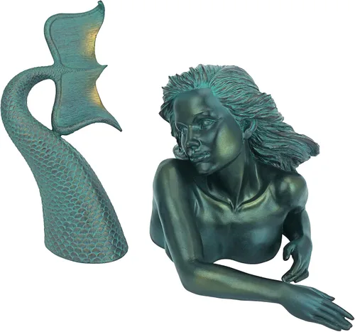 Vista 5 de Design Toscano Meara the Mermaid Swimmer - Estatua de jardín para interiores y exteriores, para patio, piscina o césped, 16 pulgadas de ancho, 7