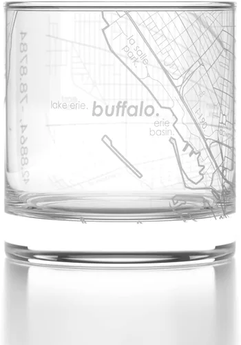 Vista 45 de Well Told Vaso de rocas grabado con mapa de Akron, Ohio, cristalería estilo antiguo (325ml, transparente) Vaso de bourbon grabado, regalos