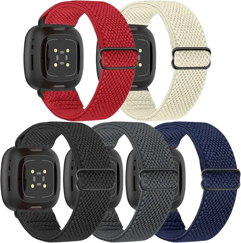 Vista 9 de Bandas elásticas compatibles con Fitbit Versa 4/Versa 3/Sense 2/Sense, correas de repuesto deportivas de nailon ajustables para mujeres y hombres