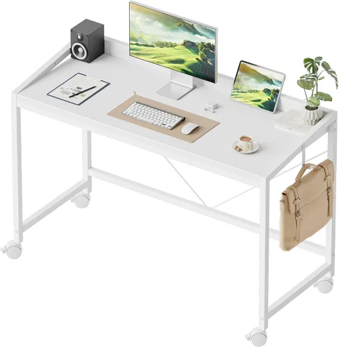 Vista 57 de Mericonia Escritorio de computador, escritorio de juegos para espacios pequeños, mesa moderna de estilo simple para oficina en casa, mesa de estudio