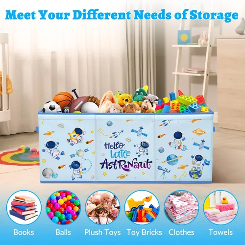 Vista 4 de decalsweet Caja de juguetes para niños, contenedor de almacenamiento plegable con asas para tapas para niños y niñas, caja organizadora de juguetes