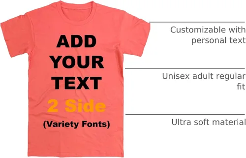 Vista 16 de Circular - Camisetas personalizadas en la parte delantera y trasera para añadir tu texto, ultra suaves, para hombres y mujeres, camiseta de algodón
