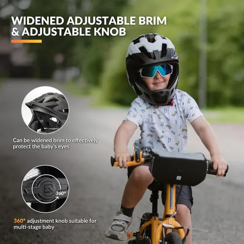 Vista 5 de ROCKBROS Casco integral para niños Cascos de bicicleta para niños Casco ligero de bicicleta de montaña para niños pequeños Desmontable para MTB BMX