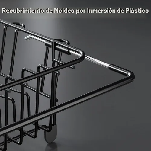 Vista 7 de Dish Drying Rack in Sink: Expandable, 3-Slot Utensil Holder, Anti-Slip Handle. Small Dish Rack: Ideal for Small Households. Kitchen Drying Rack Black