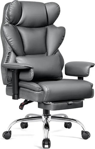 Vista 18 de BESTFAIR Silla de Oficina Grande y Alta - Silla Ejecutiva de Servicio Pesado 400 LBS con Soporte Lumbar y Reposapiés, Silla de Escritorio Ergonómica