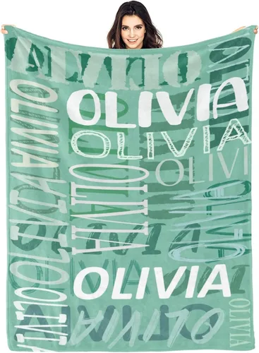 Vista 24 de Mantas personalizadas con nombre para bebé, niño, niña, mantas súper suaves con nombre para niños y adultos, manta con nombre para cumpleaños