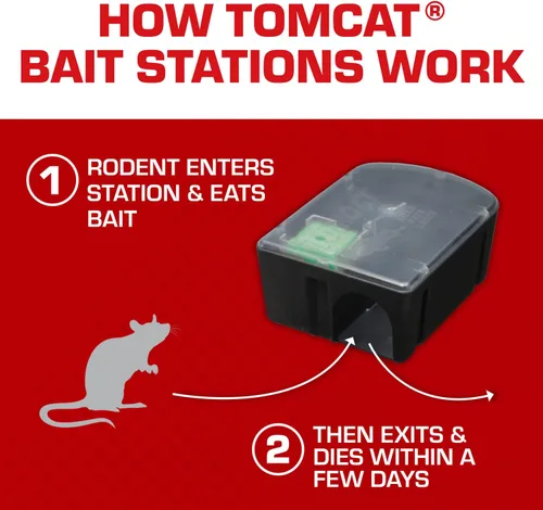 Vista 4 de Tomcat Rat & Mouse Killer - Estación desechable resistente para niños y perros, 1 estación de cebo prellenada lista para usar