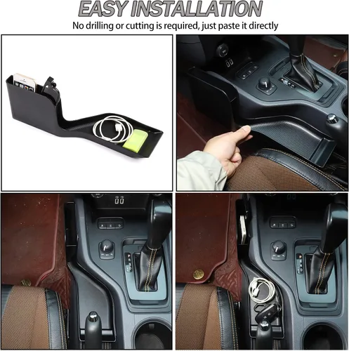Vista 6 de Lcojicep Caja de almacenamiento lateral para consola de freno de mano compatible con Ford Ranger 2015-2021, organizador de consola central
