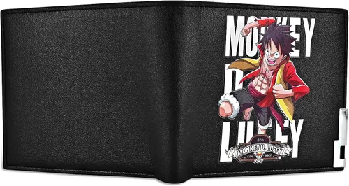 Vista 5 de Roffatide Carteras de una pieza de anime de cuero artificial, billetera de doble pliegue, billetera multiusos, Una pieza a, Casual
