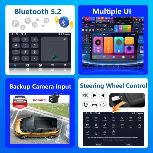 Vista 6 de Plug and Play 4G+64G Android 15 Estéreo de coche para Ford F150 2009-2014, Carplay inalámbrico Android Auto 9 pulgadas QLED 1280 * 800 pantalla