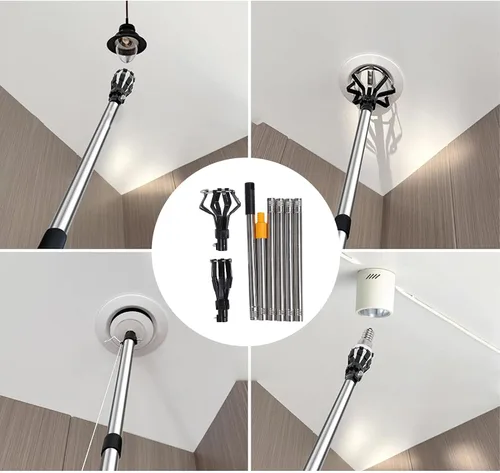 Vista 7 de 1.8 m High Ceiling Light Bulb Changer, Lightweight Telescopic Extension Pole with Flip Cover Lock, for Household Bulb Changing