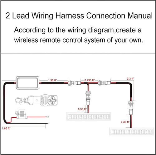 Vista 6 de Kit de arnés de cableado con control remoto inalámbrico para barra de luz LED de 12 V, soporta 1/2 cables, 4 modos
