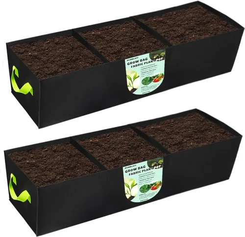 Vista 9 de ANGELIOX Paquete de 3 bolsas de cultivo de 8 galones, cama de jardín de tela no tejida gruesa de 10.58 oz, macetas cuadradas de 30 L con asas