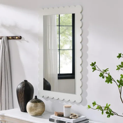 Vista 11 de Modway Emmeline Espejo de pared rectangular festoneado en gris claro