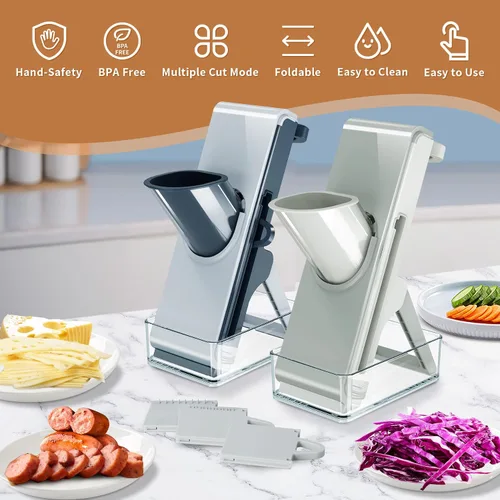 Vista 6 de Cortadora de mandolina Segura Multifuncional Dicer Ajustable Comercial Cortadora de Acero Inoxidable Chopper