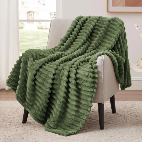 Vista 35 de EXQ Home Manta suave y suave de forro polar, acogedora y ligera para sofá o cama, manta de franela cálida y mullida para todas las estaciones
