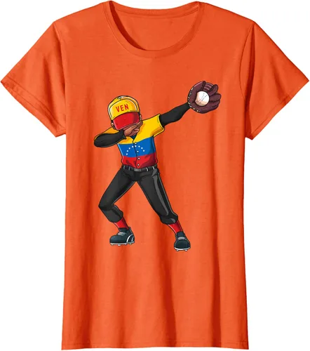 Vista 57 de Baseball Dabbing Venezuela Player Catcher Pitcher Hombres Niños Camiseta, Negro