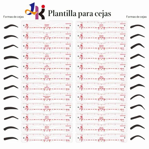 Vista 3 de Plantilla para cejas, juego de moldeador de cejas de 24 unidades, plantilla reutilizable para cejas con correa para maquillaje en 3 minutos 24pzas