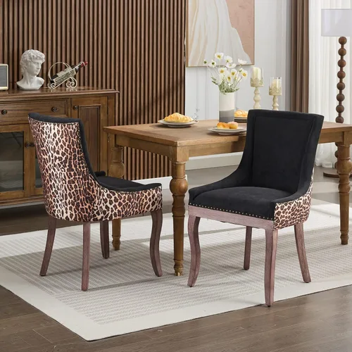 Vista 11 de Sillas de sala de estar cómodas, muebles de dormitorio de granja, sillas de mesa de comedor modernas, juego de 2, sillas laterales tapizadas