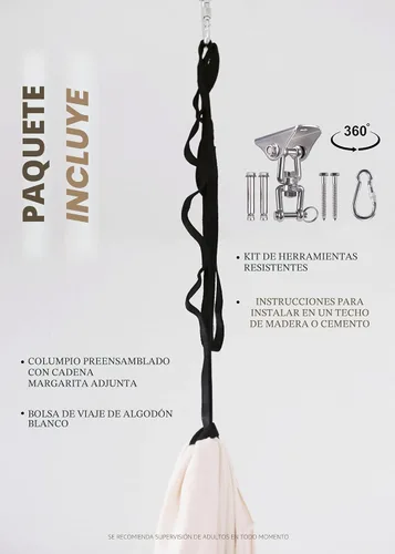 Vista 4 de Marlowe & Co Columpio de Compresión Sensorial de Algodón de Doble Capa para Interiores y Exteriores, Columpio de Terapia para Necesidades