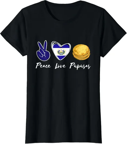 Vista 48 de Pupusas Lover Love Peace El Salvadaor Camiseta Comida Salvadoreña