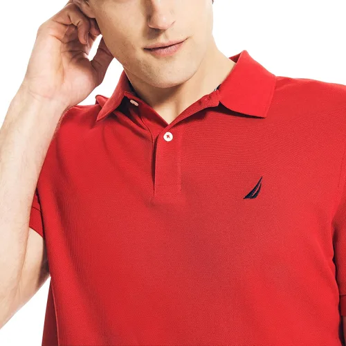 Vista 3 de Nautica playera polo clásica de mangas cortas, color sólido, para hombre