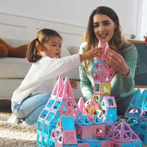 Vista 8 de MAGBLOCK Juego de Bloques de Construcción Magnéticos, Juguetes de Azulejos Magnéticos Mejorados para Niñas de 3 4 5 6 7 8+ Años, 103 piezas Juguetes